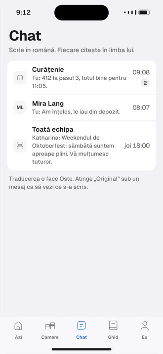 Chat: Team-Unterhaltungen, für jede Leserin übersetzt.